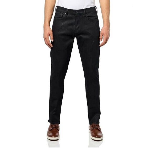 JOHN VARVATOS Jeans Mens Size 34 Black Slim Fit Waxed Coated JV 702 $248 - Picture 1 of 8